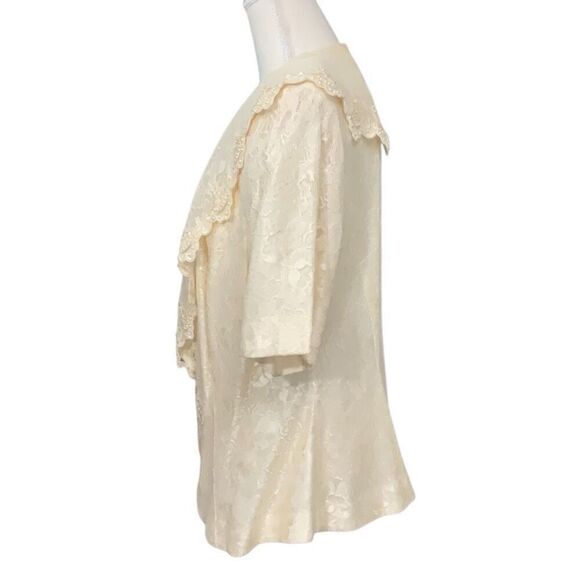 Nah Nah Woman Ivory Vintage Lace Formal Lined Embellished Sequin Dress Jacket - Picture 4 of 8